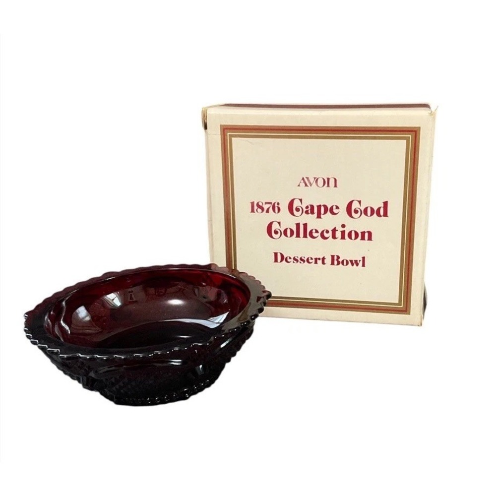 Vtg Avon Cape Cod Dessert Bowl 5" ruby red glass AVON 1876 Cape Cod collection